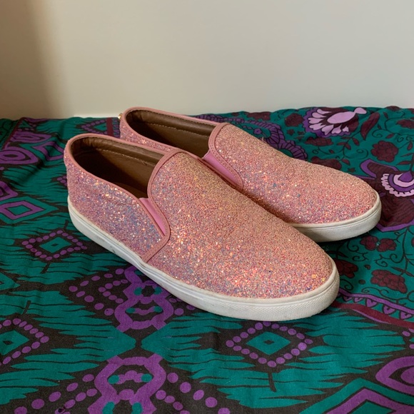 Pink Sparkly Slip Ons - Picture 1 of 5